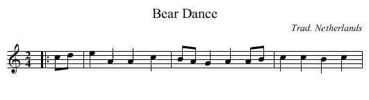 Bear Dance - staff notation