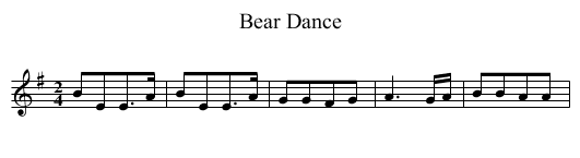 Bear Dance - staff notation