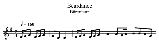 Beardance - staff notation