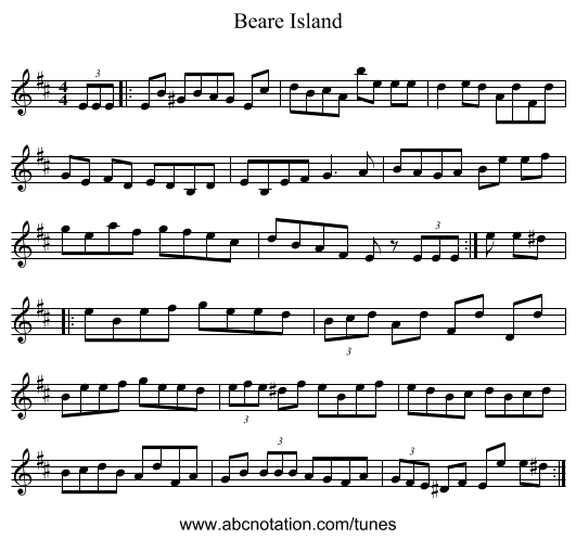 Beare Island - staff notation