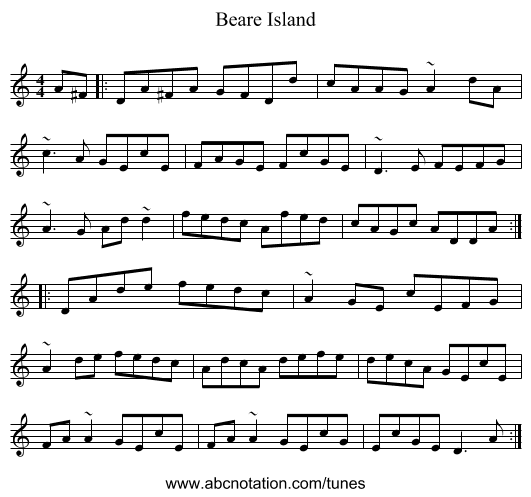 Beare Island - staff notation
