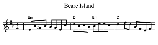 Beare Island - staff notation
