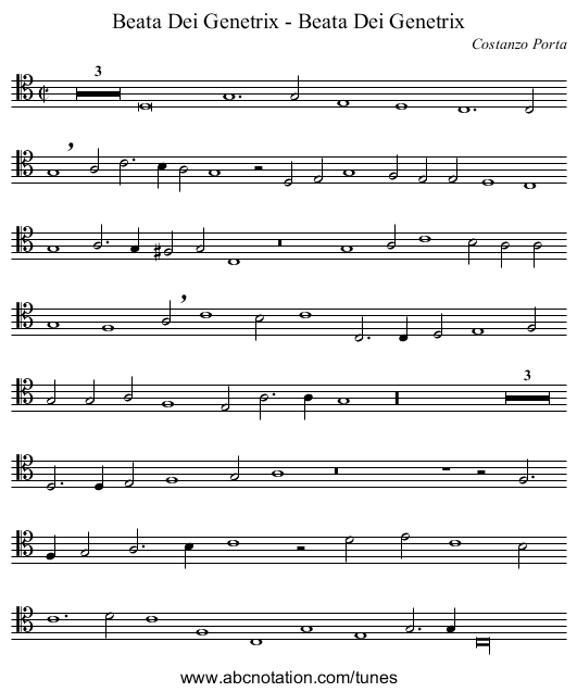 Beata Dei Genetrix - Beata Dei Genetrix - staff notation