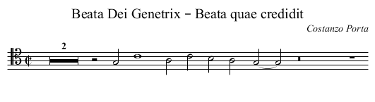 Beata Dei Genetrix – Beata quae credidit - staff notation