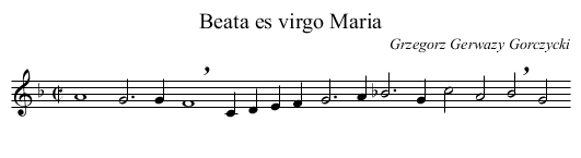 Beata es virgo Maria - staff notation