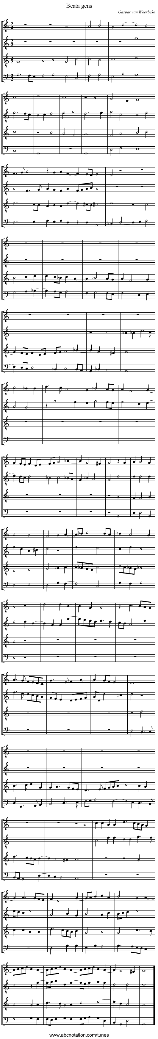 Beata gens - staff notation
