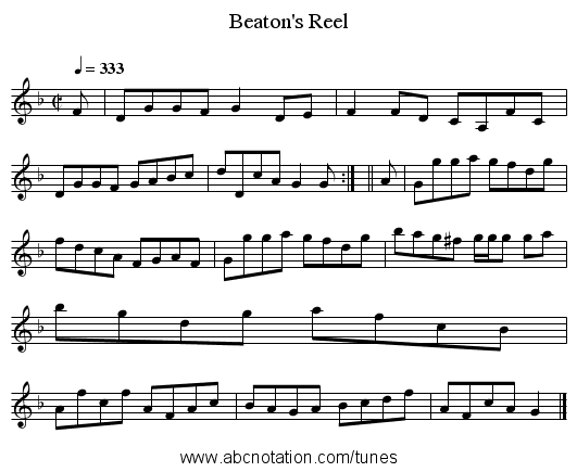 Beaton's Reel - staff notation
