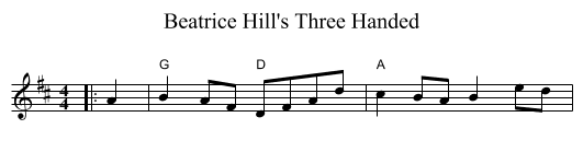 Beatrice Hill's Three Handed - staff notation