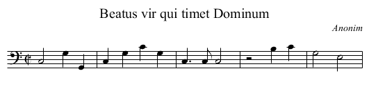 Beatus vir qui timet Dominum - staff notation