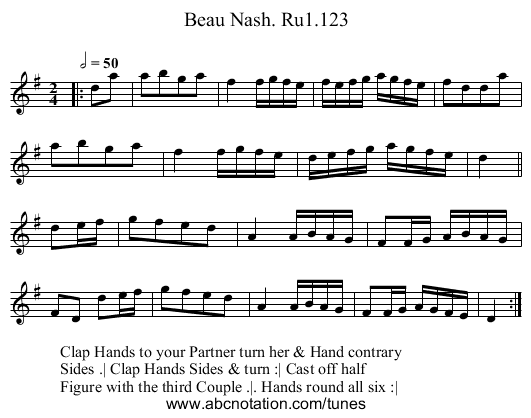 Beau Nash. Ru1.123 - staff notation