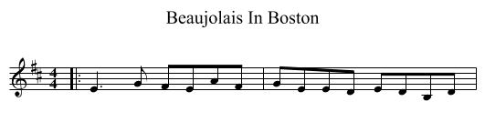 Beaujolais In Boston - staff notation