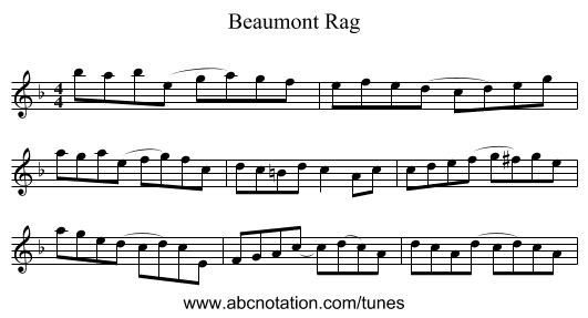 Beaumont Rag - staff notation