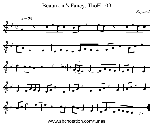 Beaumont's Fancy. ThoH.109 - staff notation