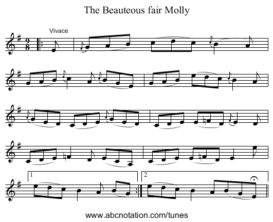 Beauteous fair Molly, The - staff notation