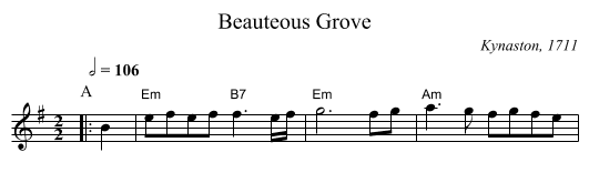 Beauteous Grove - staff notation
