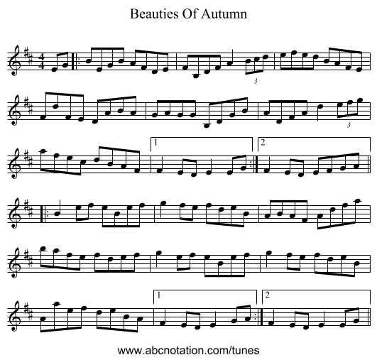 Beauties Of Autumn - staff notation