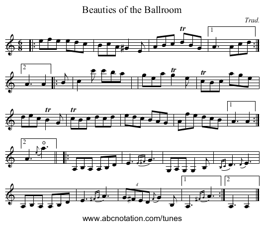 Beauties of the Ballroom - staff notation