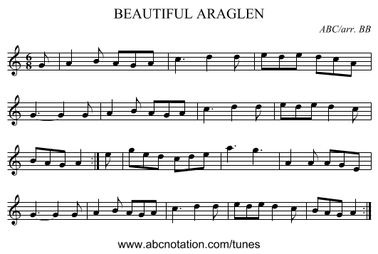 BEAUTIFUL ARAGLEN - staff notation