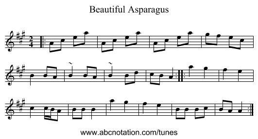 Beautiful Asparagus - staff notation