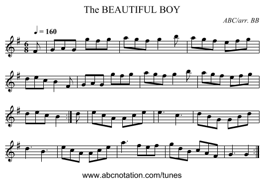 BEAUTIFUL BOY, The - staff notation