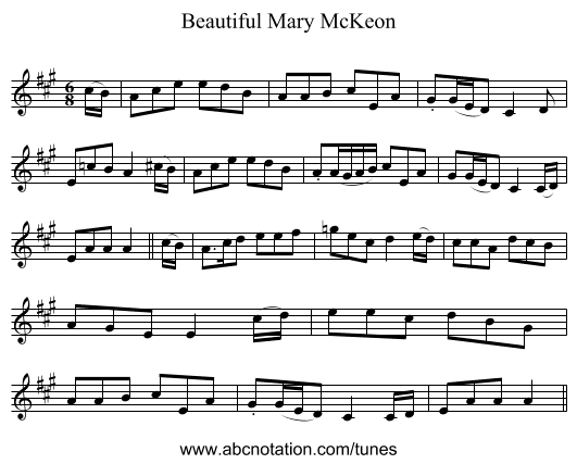 Beautiful Mary McKeon - staff notation