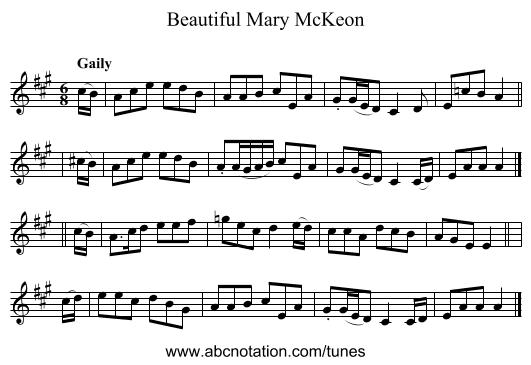 Beautiful Mary McKeon - staff notation