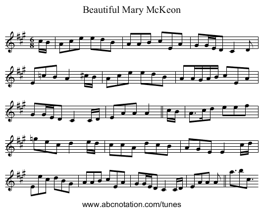 Beautiful Mary McKeon - staff notation