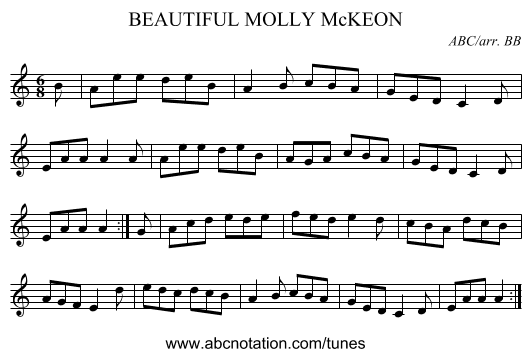 BEAUTIFUL MOLLY McKEON - staff notation