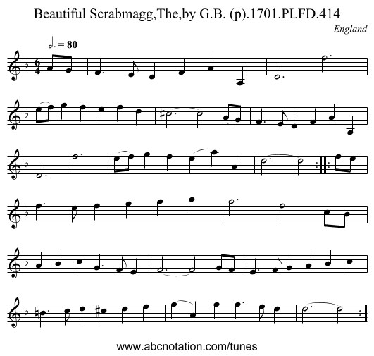 Beautiful Scrabmagg,The,by G.B. (p).1701.PLFD.414 - staff notation