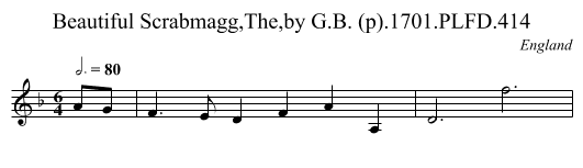 Beautiful Scrabmagg,The,by G.B. (p).1701.PLFD.414 - staff notation