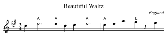 Beautiful Waltz - staff notation