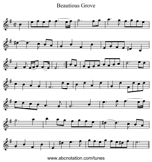Beautious Grove - staff notation