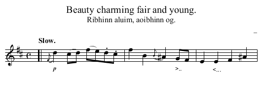 Beauty charming fair and young. - staff notation