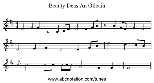 Beauty Deas An Oileain - staff notation