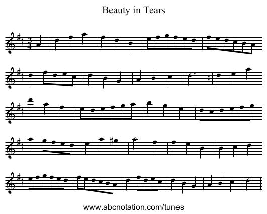Beauty in Tears - staff notation