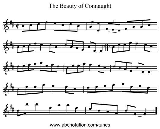Beauty of Connaught, The - staff notation