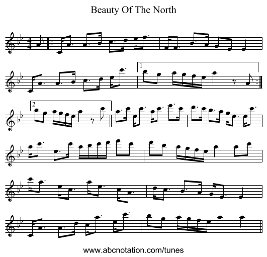 Beauty Of The North - staff notation