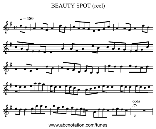 BEAUTY SPOT (reel) - staff notation
