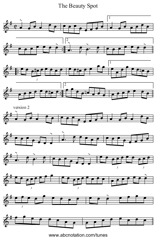 Beauty Spot, The - staff notation