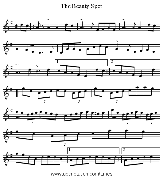 Beauty Spot, The - staff notation