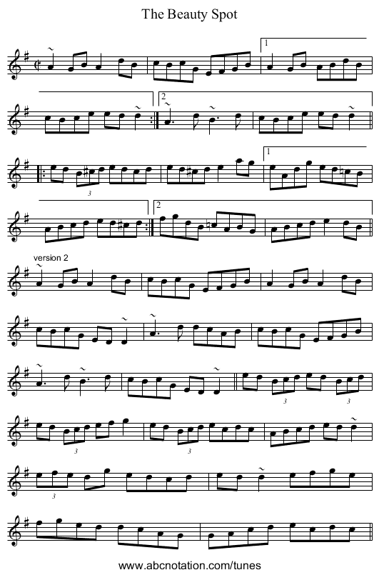 Beauty Spot, The - staff notation