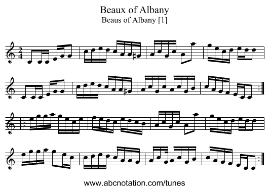 Beaux of Albany - staff notation