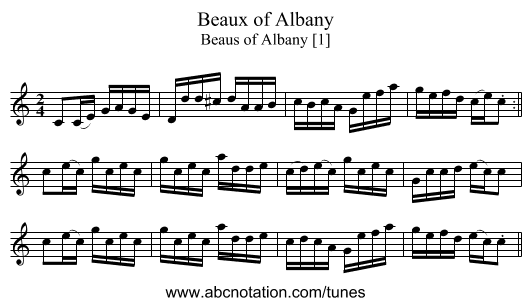 Beaux of Albany - staff notation