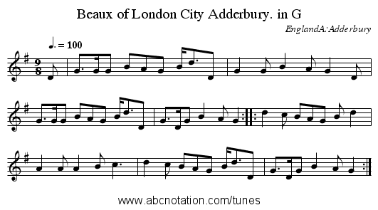 Beaux of London City Adderbury. in G - staff notation