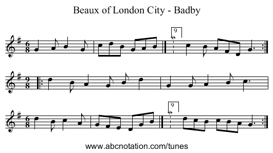 Beaux of London City - Badby - staff notation
