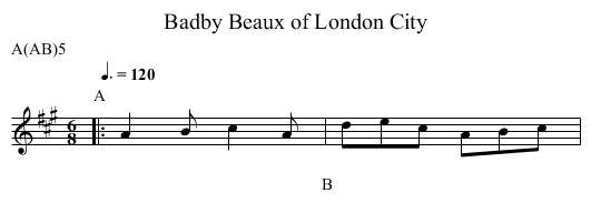 Beaux of London City, Badby - staff notation
