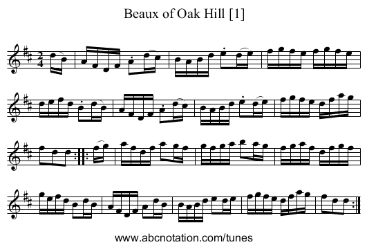 Beaux of Oak Hill [1] - staff notation