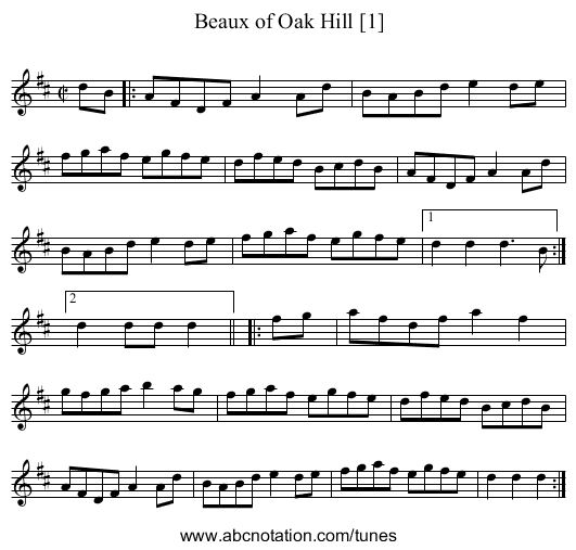 Beaux of Oak Hill [1] - staff notation