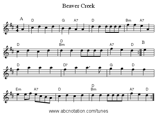Beaver Creek - staff notation