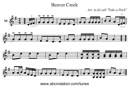 Beaver Creek - staff notation